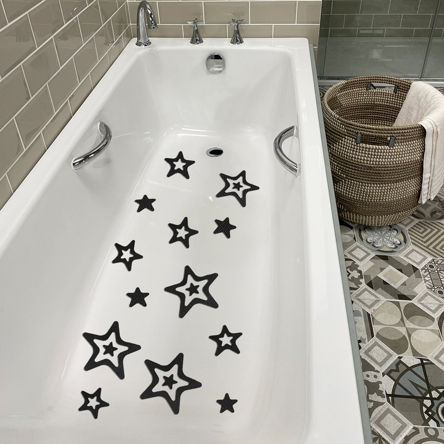 10pcs Star Shaped Bathroom Non-slip Stickers, Waterproof Anti-slip Shower Tread Sticker, Bathroom Non-slip Strip, Safety Bathtub Strips Adhesive Decals, Bathroom Accessories
