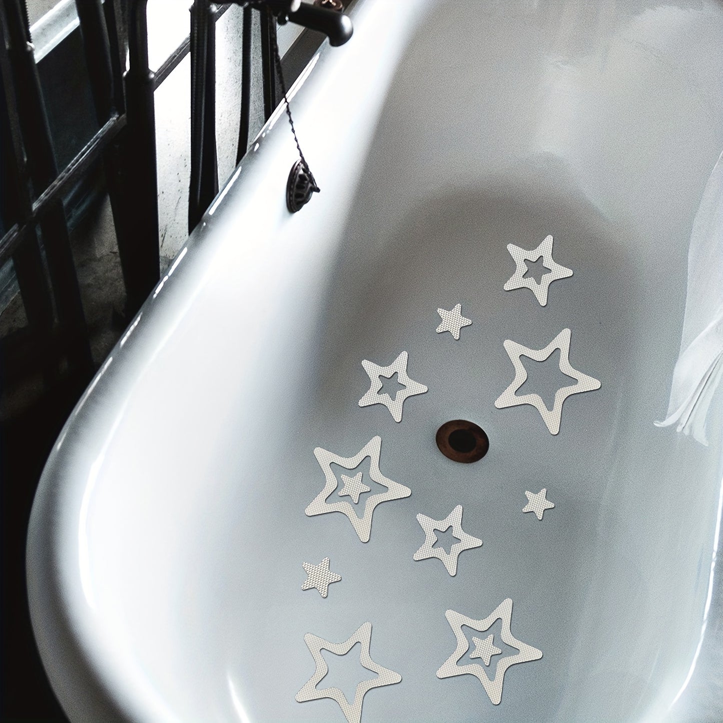 10pcs Star Shaped Bathroom Non-slip Stickers, Waterproof Anti-slip Shower Tread Sticker, Bathroom Non-slip Strip, Safety Bathtub Strips Adhesive Decals, Bathroom Accessories