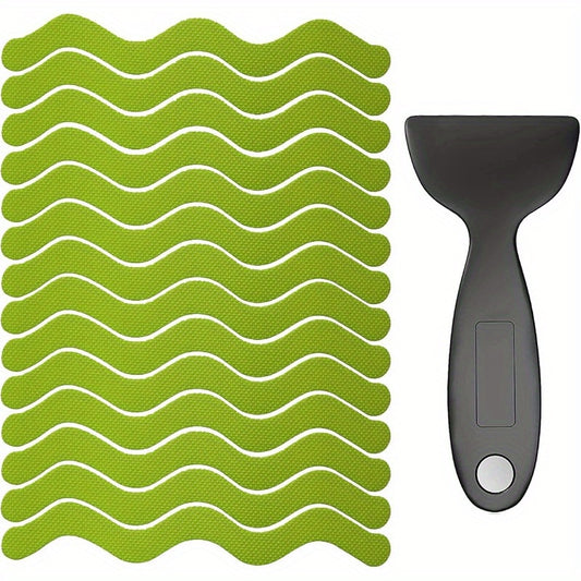 Bathroom Tub AntiSlip Stickers 24 Pack Safety Tub Strip Decals with Premium Scraper for Tub Shower Stair Ladder Boat Green