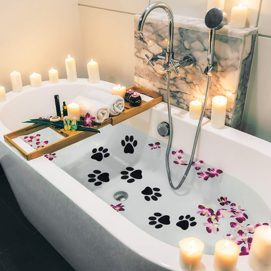 No-Slip Bathtub Stickers 20pcs No-Slip Dog Paw Pattern Bathtub Stickers, Prevents Slip and Fall, Self-Adhesive Bathtub Appliques for Safe Shower, Floor, Stairs