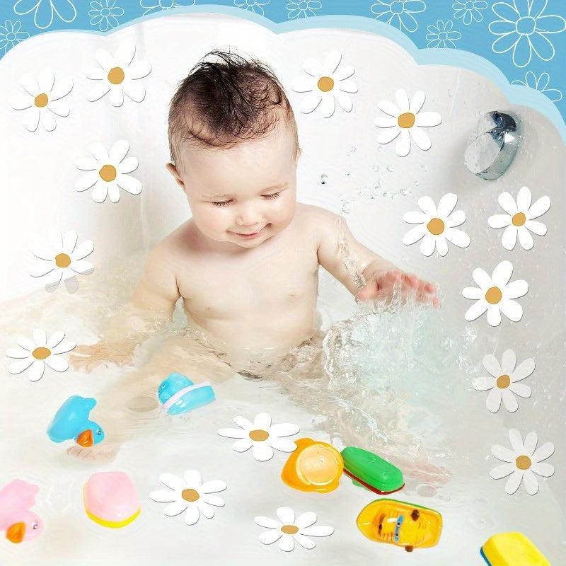 24pcs Flower Non Slip Bathtub Sticker Daisy Skidproof Shower Sticker Anti Slip Shower Decals Bathe Treads Adhesive Appliques Scraper Bright Flower Adhesive Decal for Bathroom Decor White