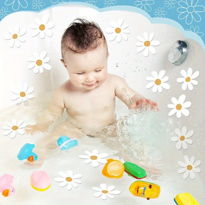 24pcs Flower Non Slip Bathtub Sticker Daisy Skidproof Shower Sticker Anti Slip Shower Decals Bathe Treads Adhesive Appliques Scraper Bright Flower Adhesive Decal for Bathroom Decor White