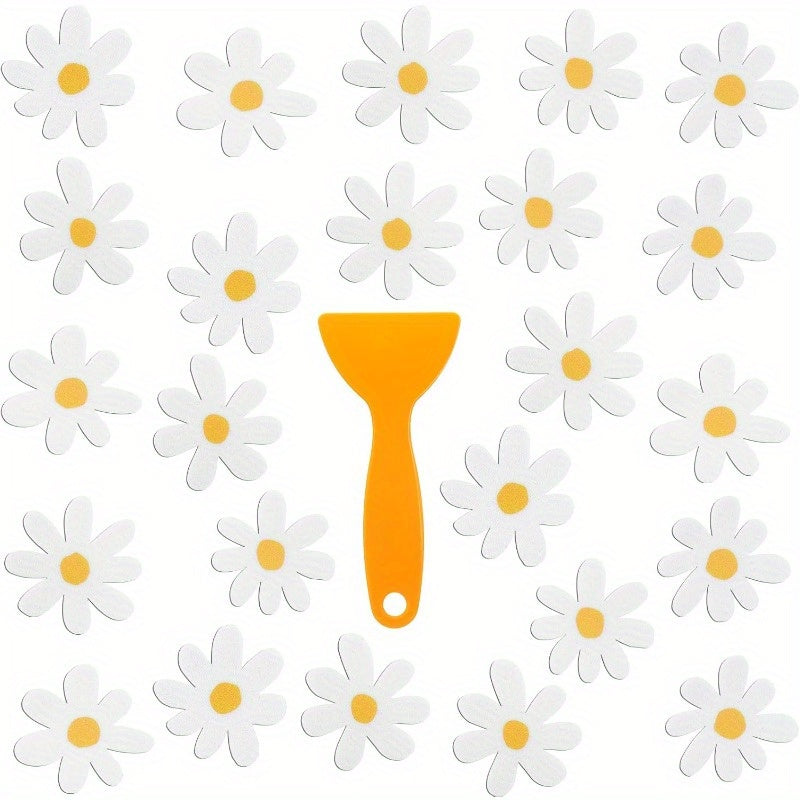 24pcs Flower Non Slip Bathtub Sticker Daisy Skidproof Shower Sticker Anti Slip Shower Decals Bathe Treads Adhesive Appliques Scraper Bright Flower Adhesive Decal for Bathroom Decor White