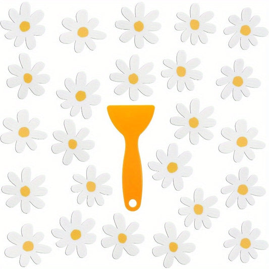 24pcs Flower Non Slip Bathtub Sticker Daisy Skidproof Shower Sticker Anti Slip Shower Decals Bathe Treads Adhesive Appliques Scraper Bright Flower Adhesive Decal for Bathroom Decor White