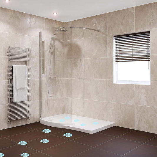 20pcs Non-Slip Bathtub Stickers, Shell-Shaped Safety Shower Treads with Textured Grip, Blue Adhesive Bathroom Stickers for Tub & Shower Floor, Decorative Anti-Skid Bath Mats, Bath Accessories, Nonslip Treads, Shellshaped Design, Textured Grip Surface