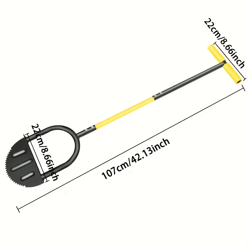 Heavy-Duty Manual Lawn Edger Tool with Ergonomic Handle - Black Metal Half Moon Shovel for Efficient Weeding and Trimming, Wide Foot Pedal Design for Stability, Ideal for Yard and Garden Maintenance