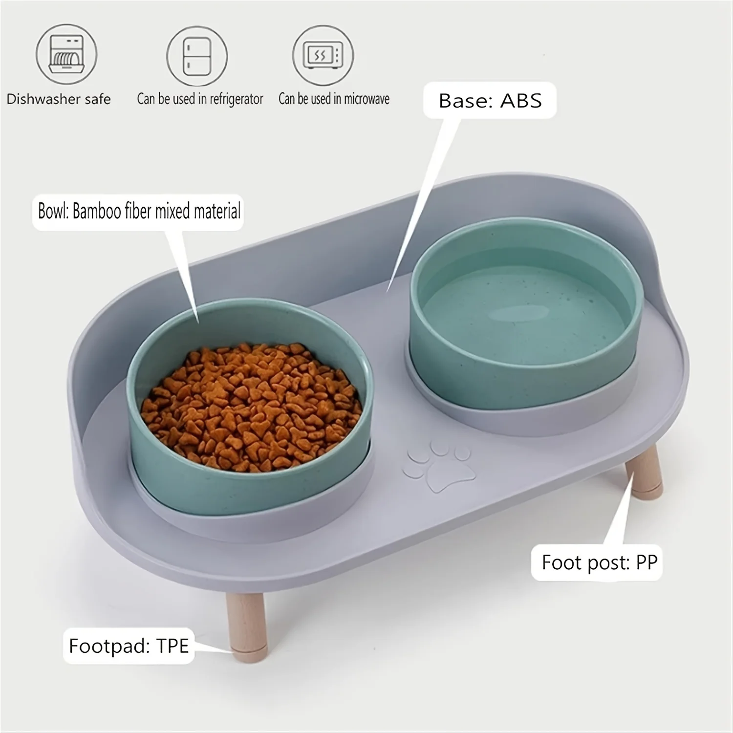 Pet Feeding Station With Double Bowls | Cat And Dog Food Water Bowls | Neck Protection Design | Non-Slip Spill-Resistant Base | Multifunctional Durable Feeder For Small And Medium Pets | Easy To Clean